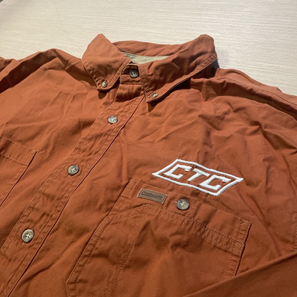 Carhartt Men's Long Sleeve Canvas Workwear Shirt Burnt Orange Size XL Tall